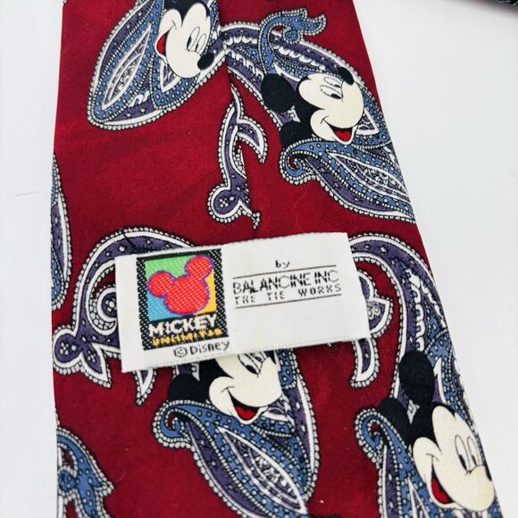 MICKEY MOUSE Vintage Maroon/Gray Polyester Tie by Balancine The Tie Works - EUC - Picture 2 of 4